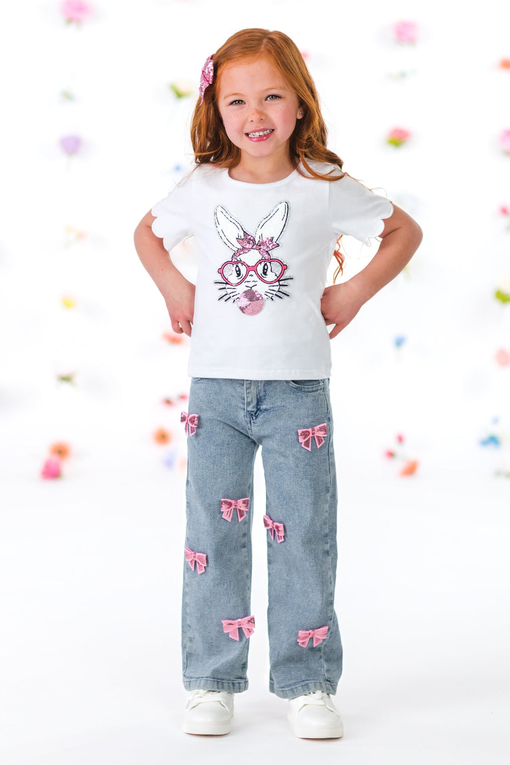 Bunny & Bows Sequin Denim Pant Set