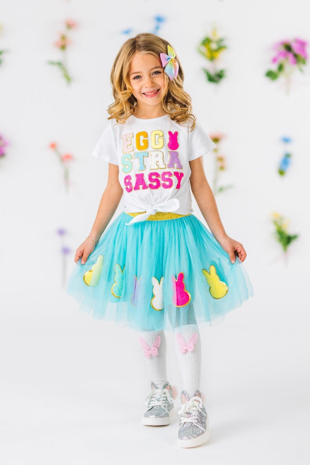 "Eggstra Sassy" Chenille Patch Tutu Skirt Set