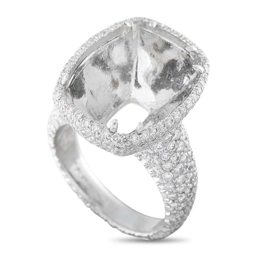 LB Exclusive Platinum 3.0ct Diamond Pave Halo Mounting Ring MF03-082026