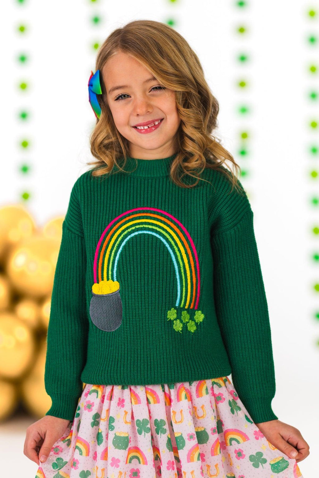Lucky Rainbow Sweater Skirt Set