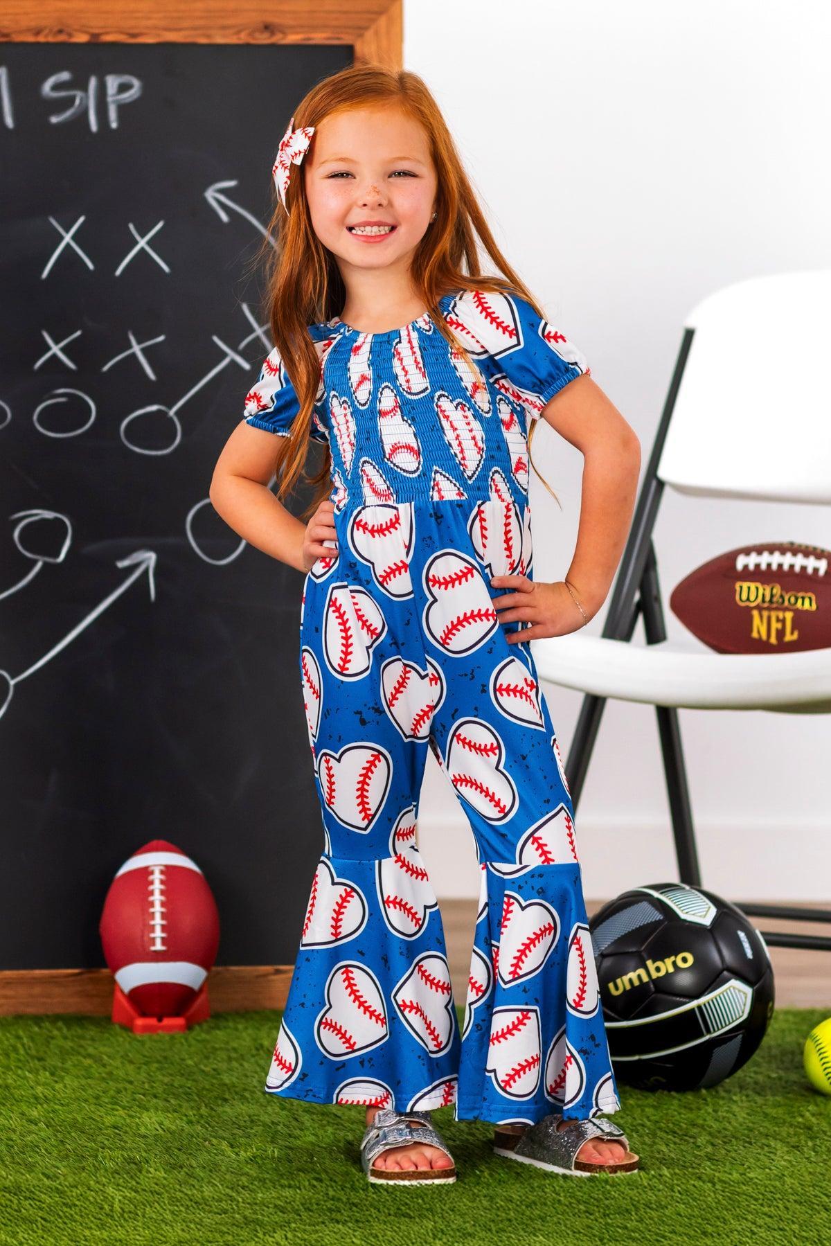 Blue Baseball Heart Jumpsuit