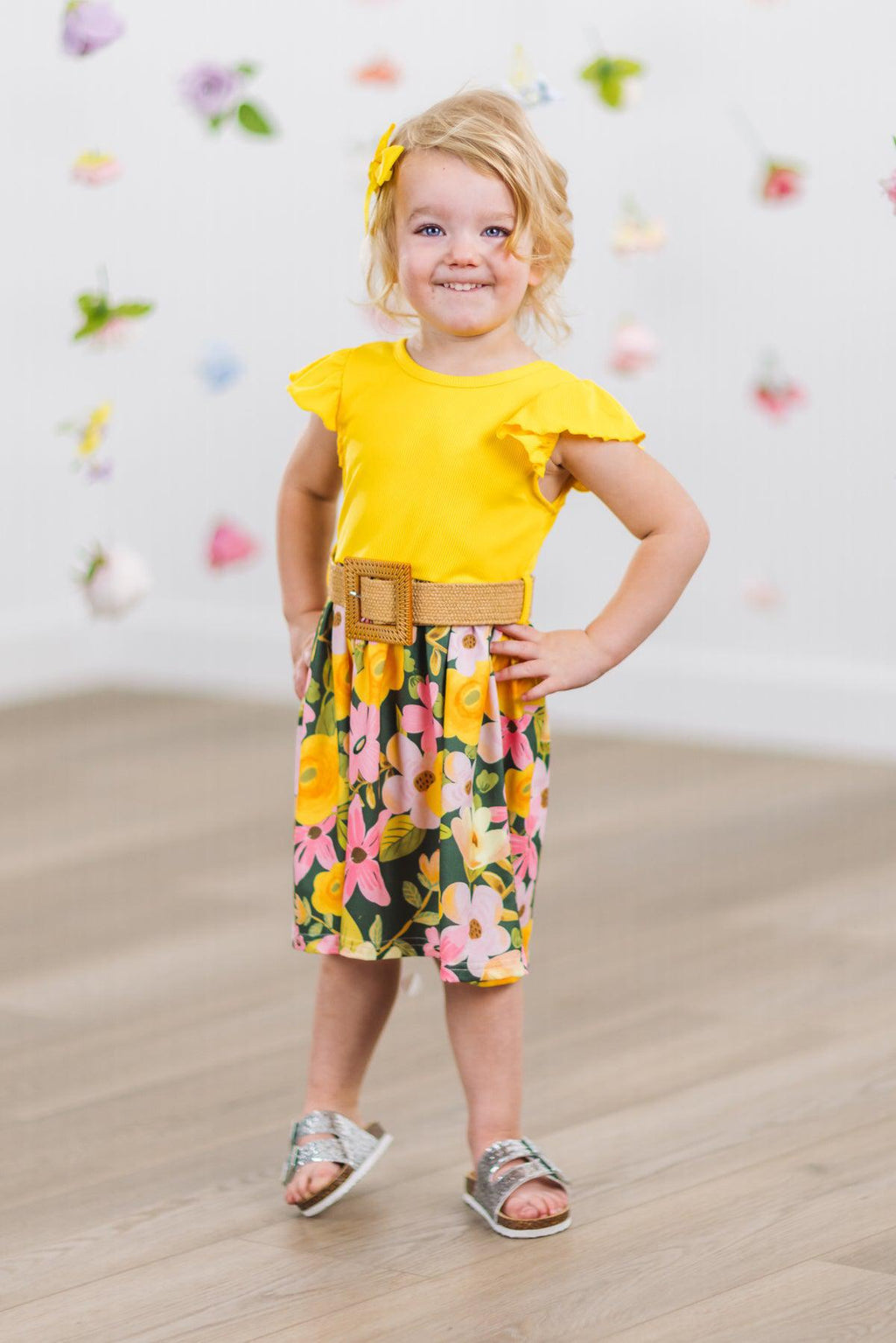 Mustard & Green Floral Dress