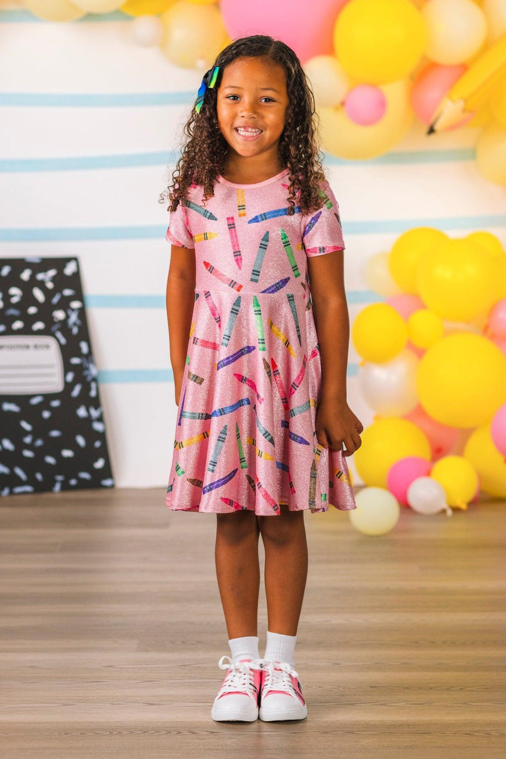 Mom & Me - Pink Glitter Crayon Dress