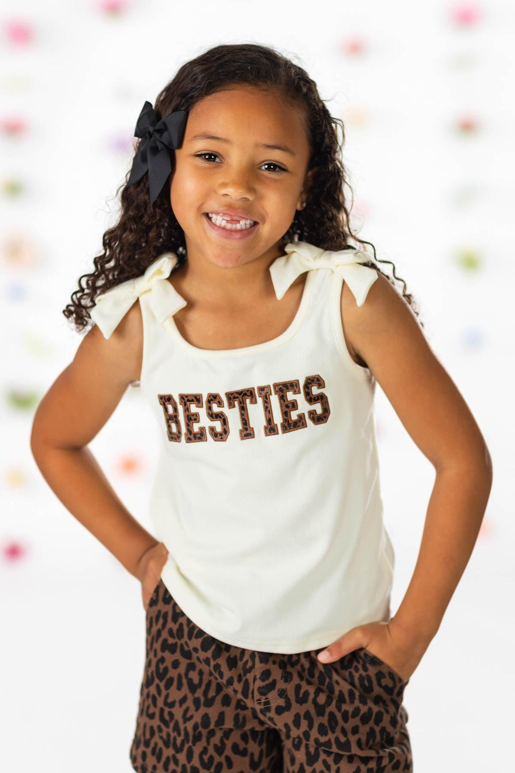 "Besties" Cheetah Denim Short Set