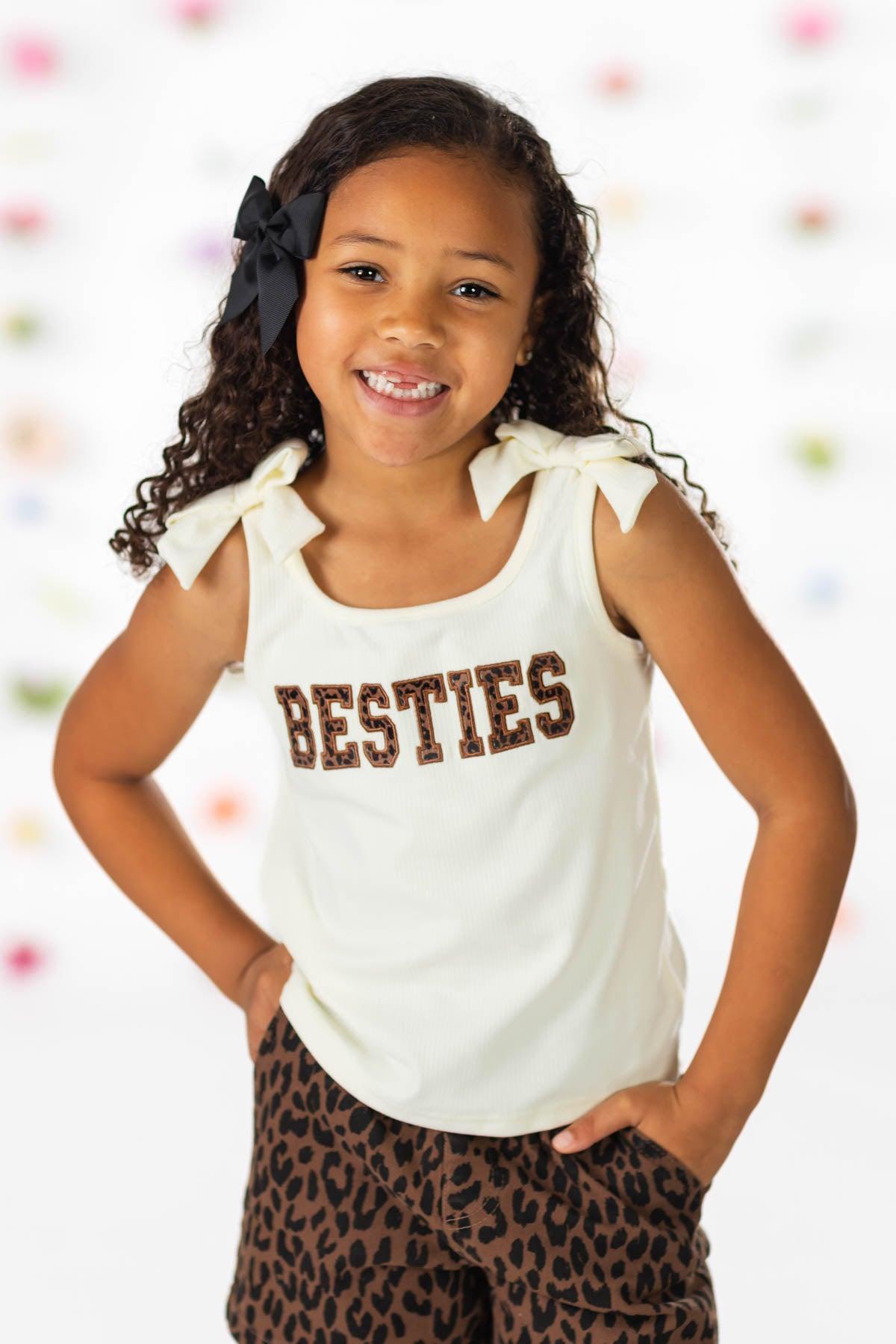 "Besties" Cheetah Denim Short Set