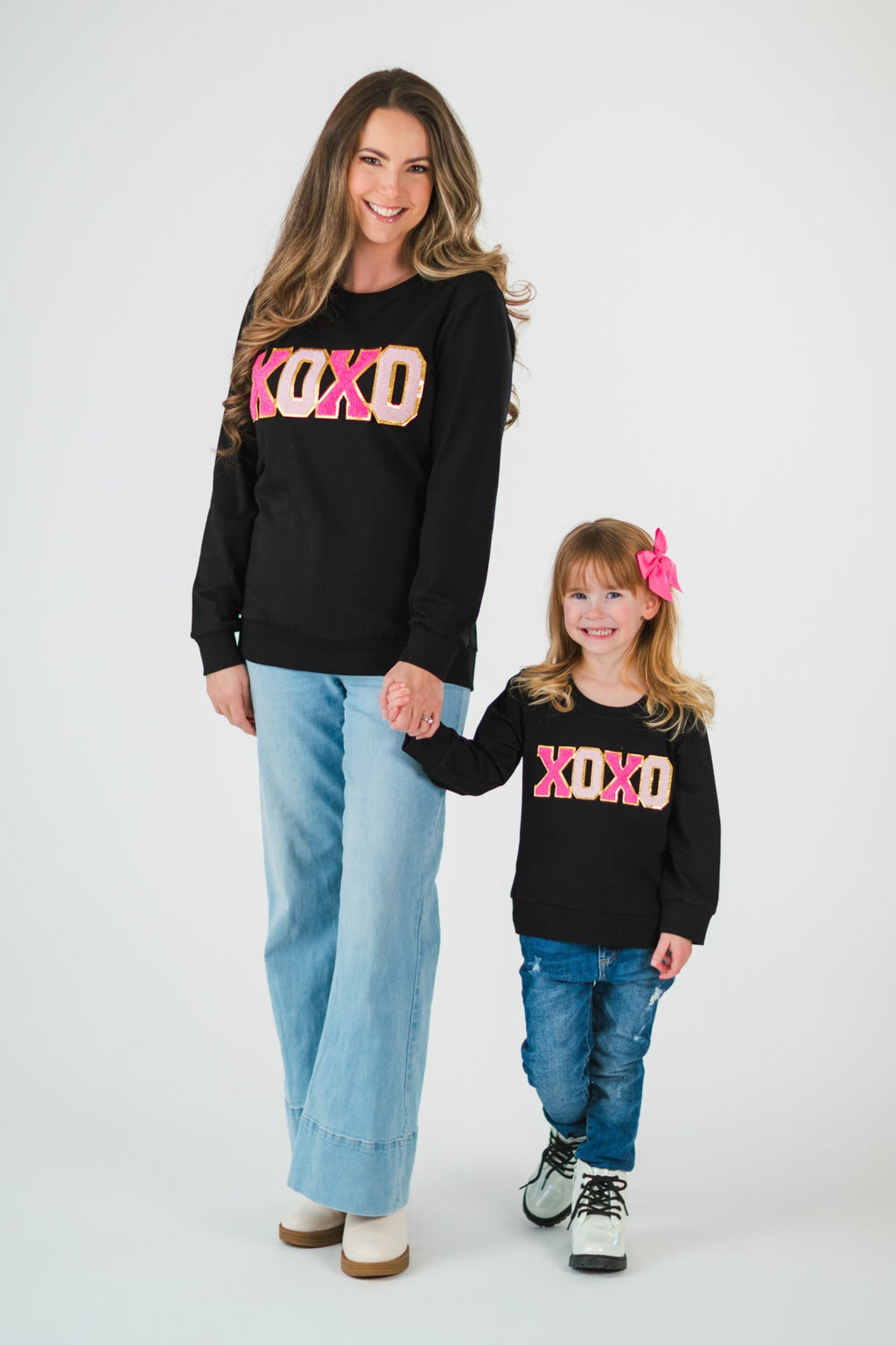 Mom & Me - "XOXO" Black Chenille Patch Top