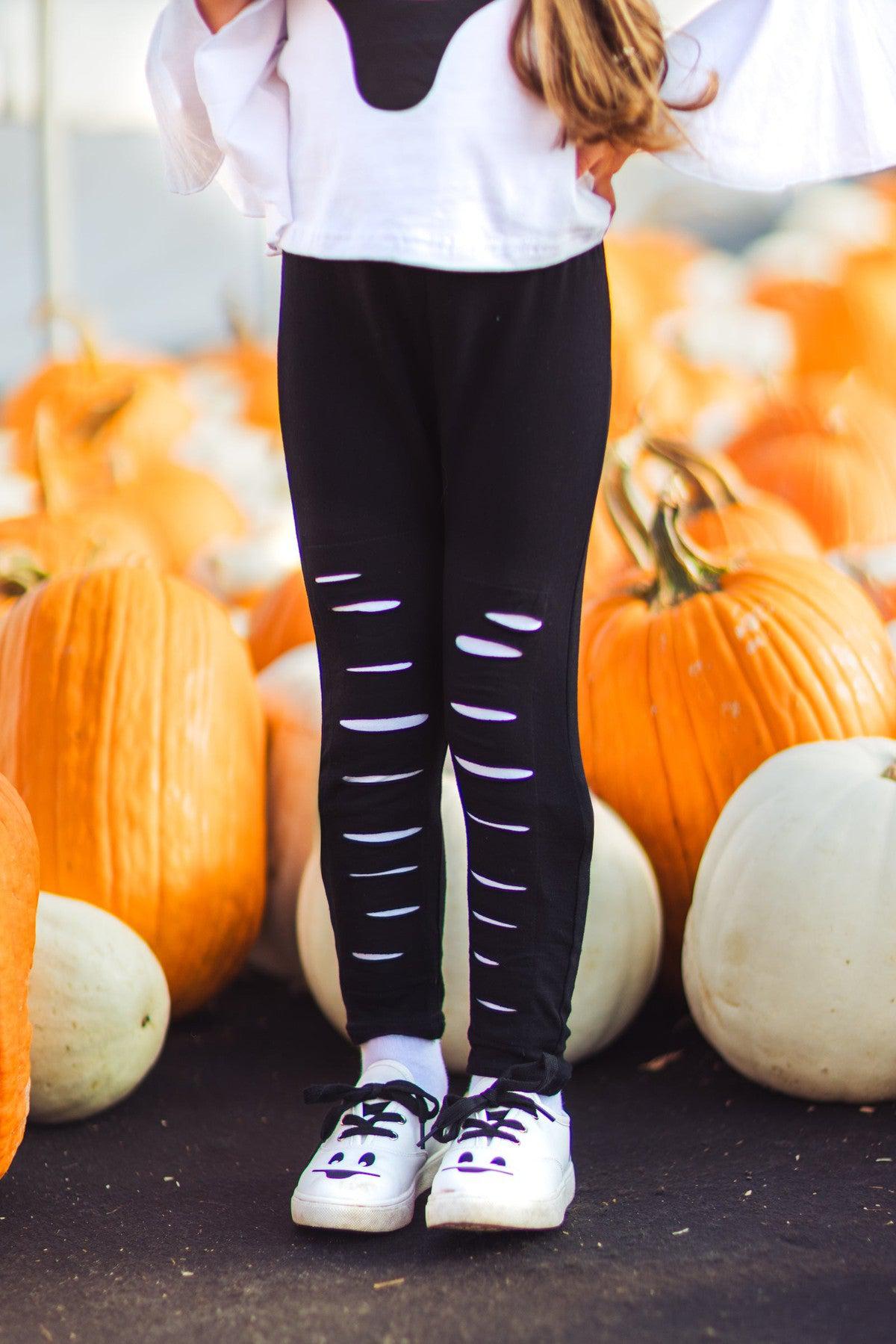 Black & White Ghost Distressed Legging Set