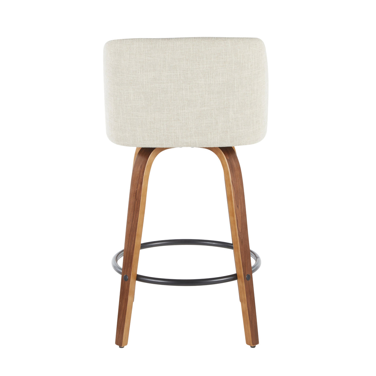 Upholstered Counter Stools with Wooden Legs- Set of 2