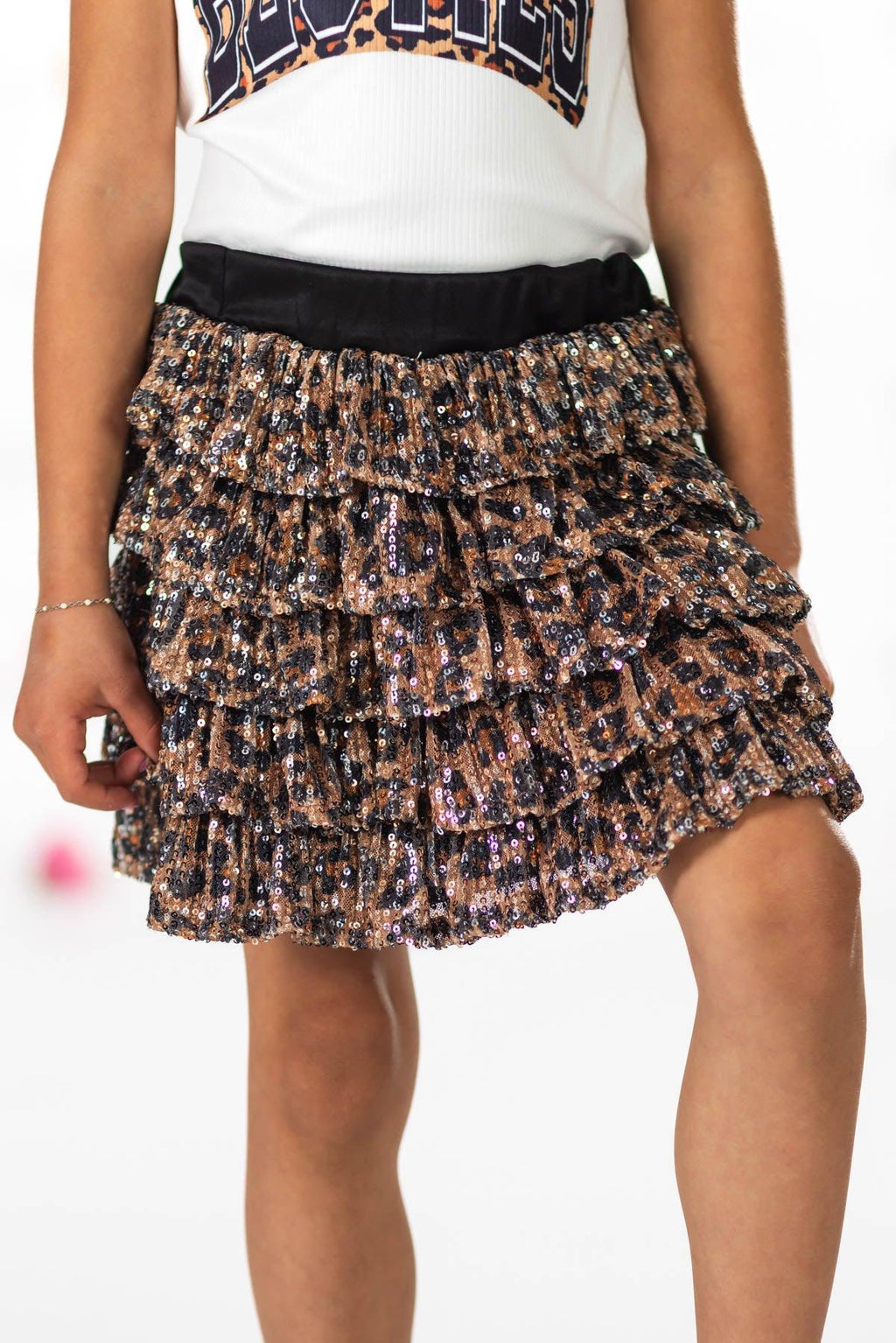 "Besties" Cheetah Sequin Skirt Set