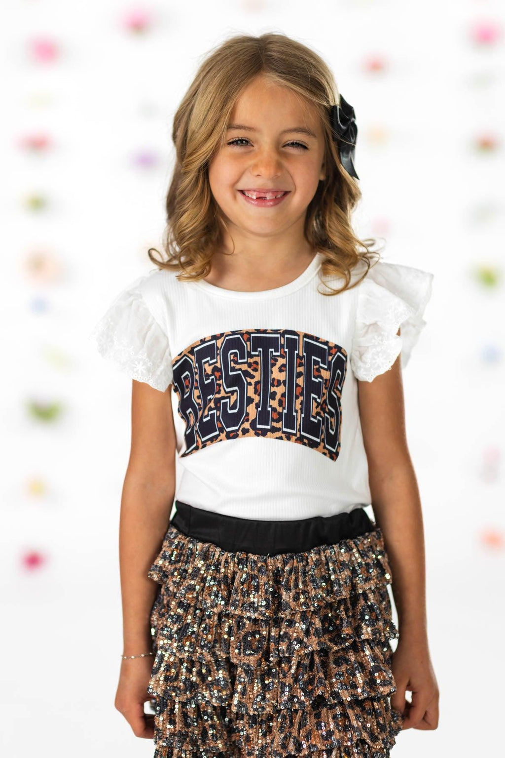 "Besties" Cheetah Sequin Skirt Set