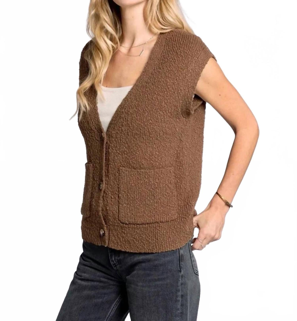 Emma Knit Vest In Coffee