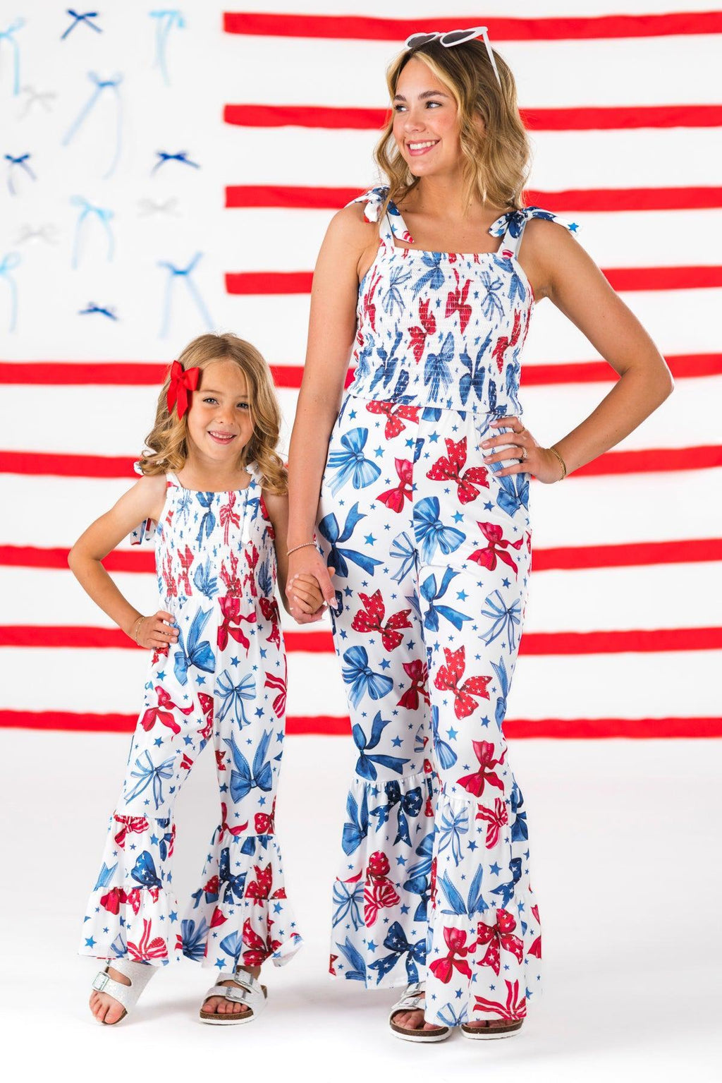 Mom & Me - Red White & Blue Bow Jumpsuit