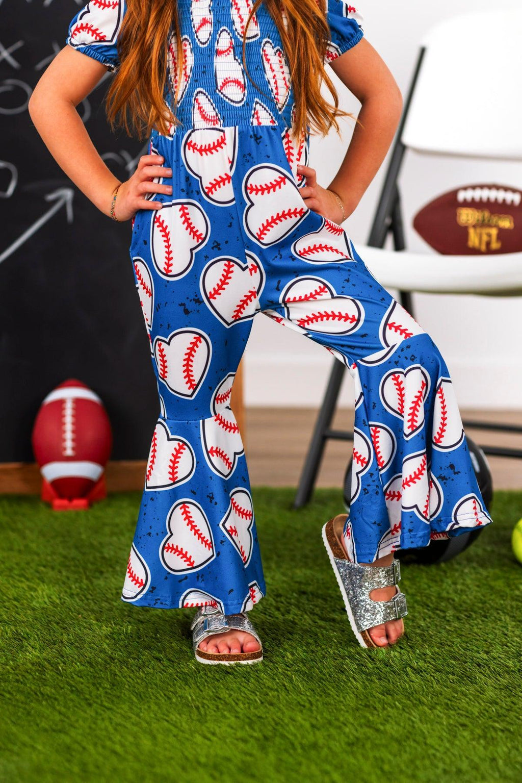 Blue Baseball Heart Jumpsuit