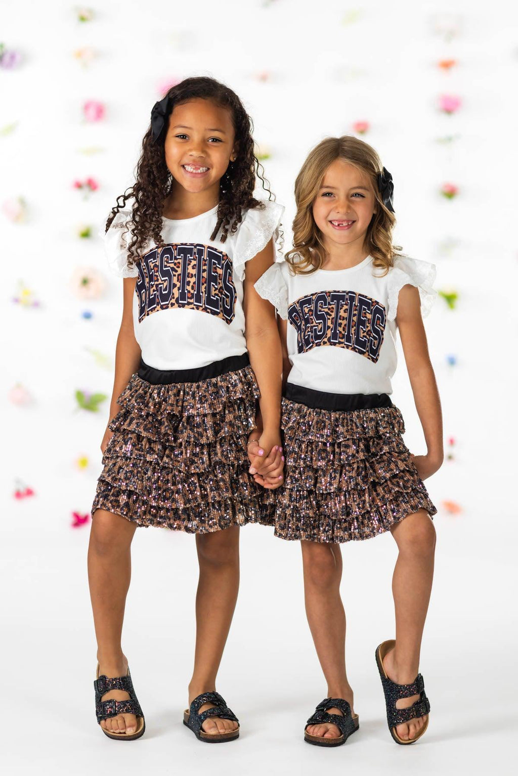 "Besties" Cheetah Sequin Skirt Set