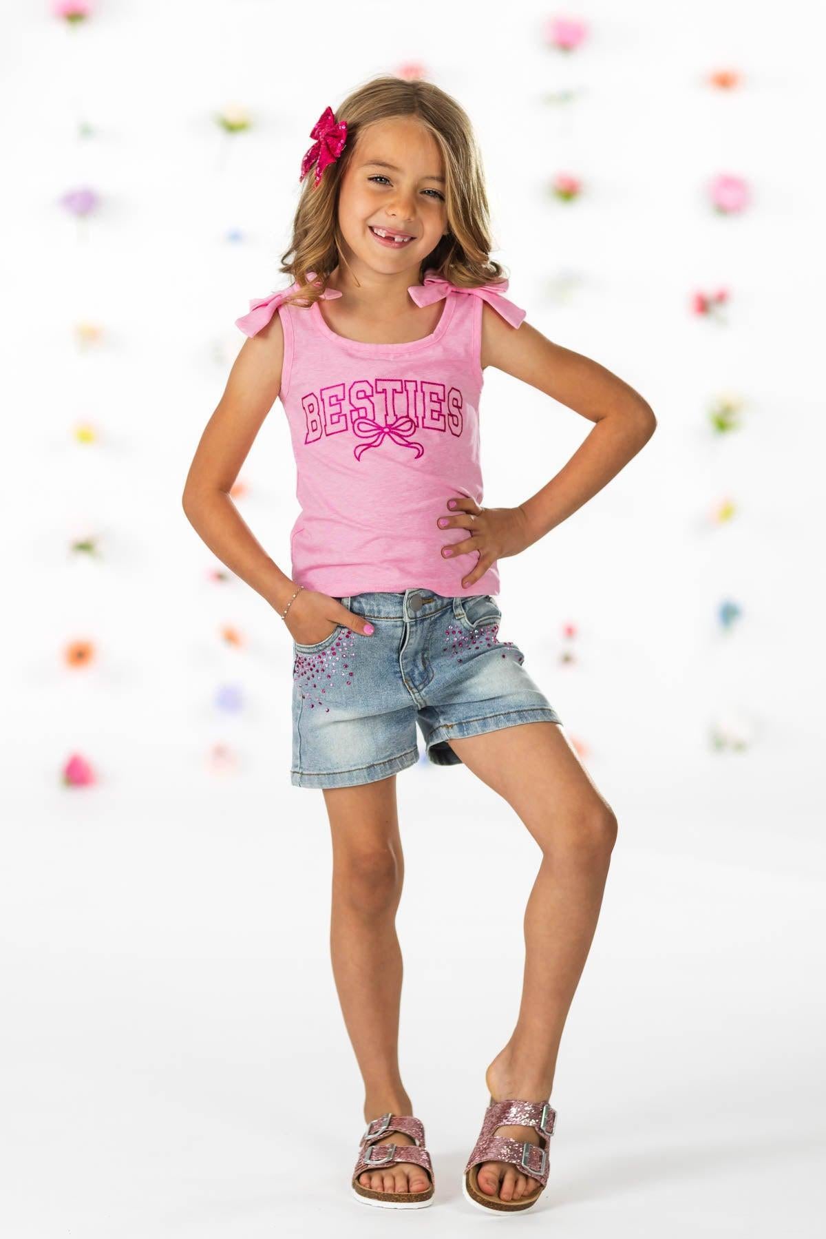 "Besties" Denim Short Set