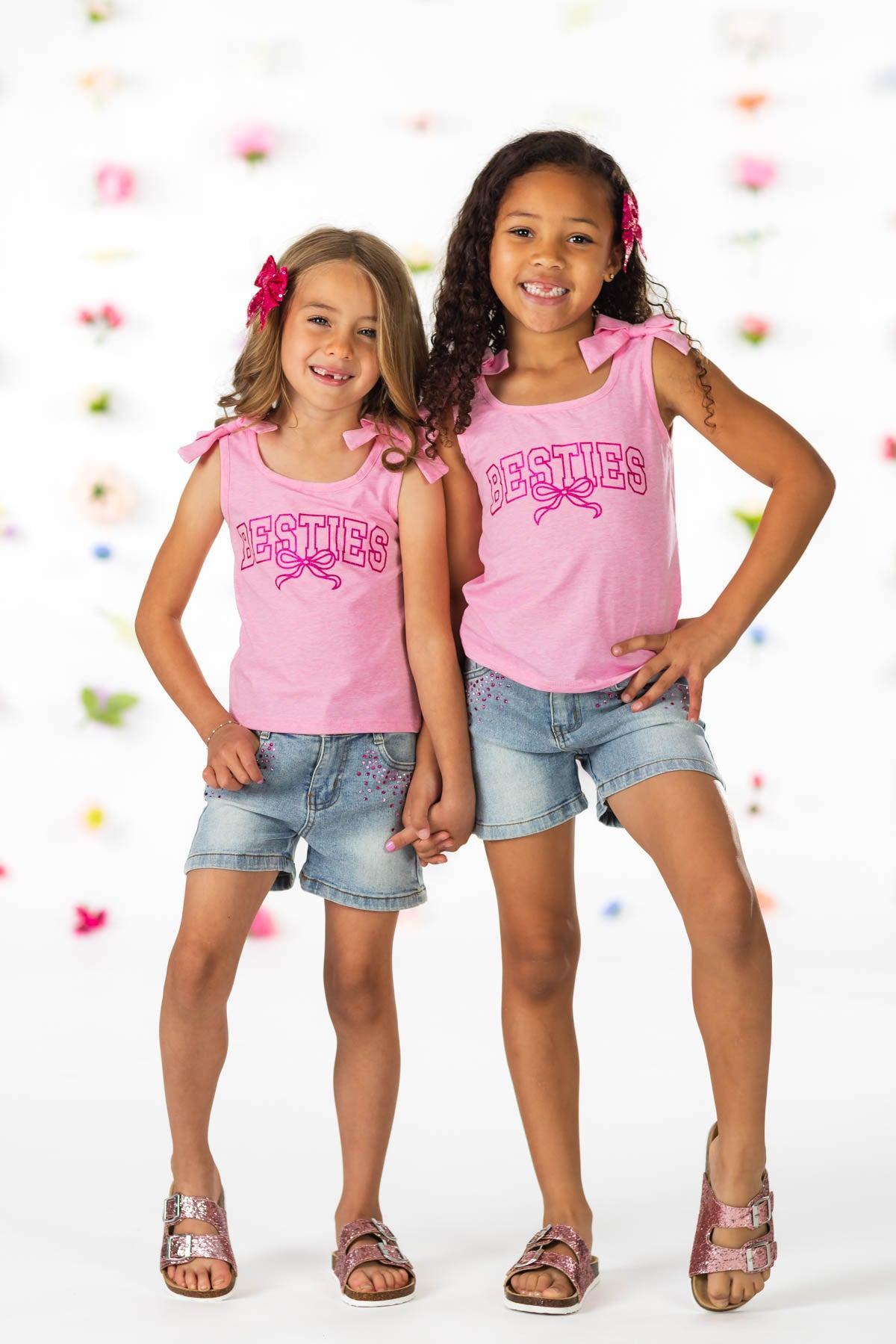 "Besties" Denim Short Set