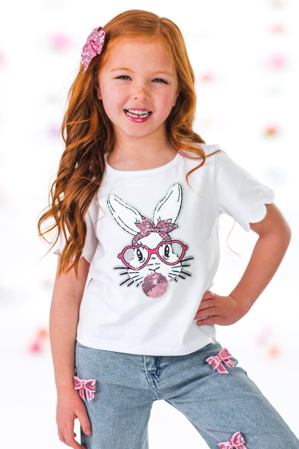 Bunny & Bows Sequin Denim Pant Set