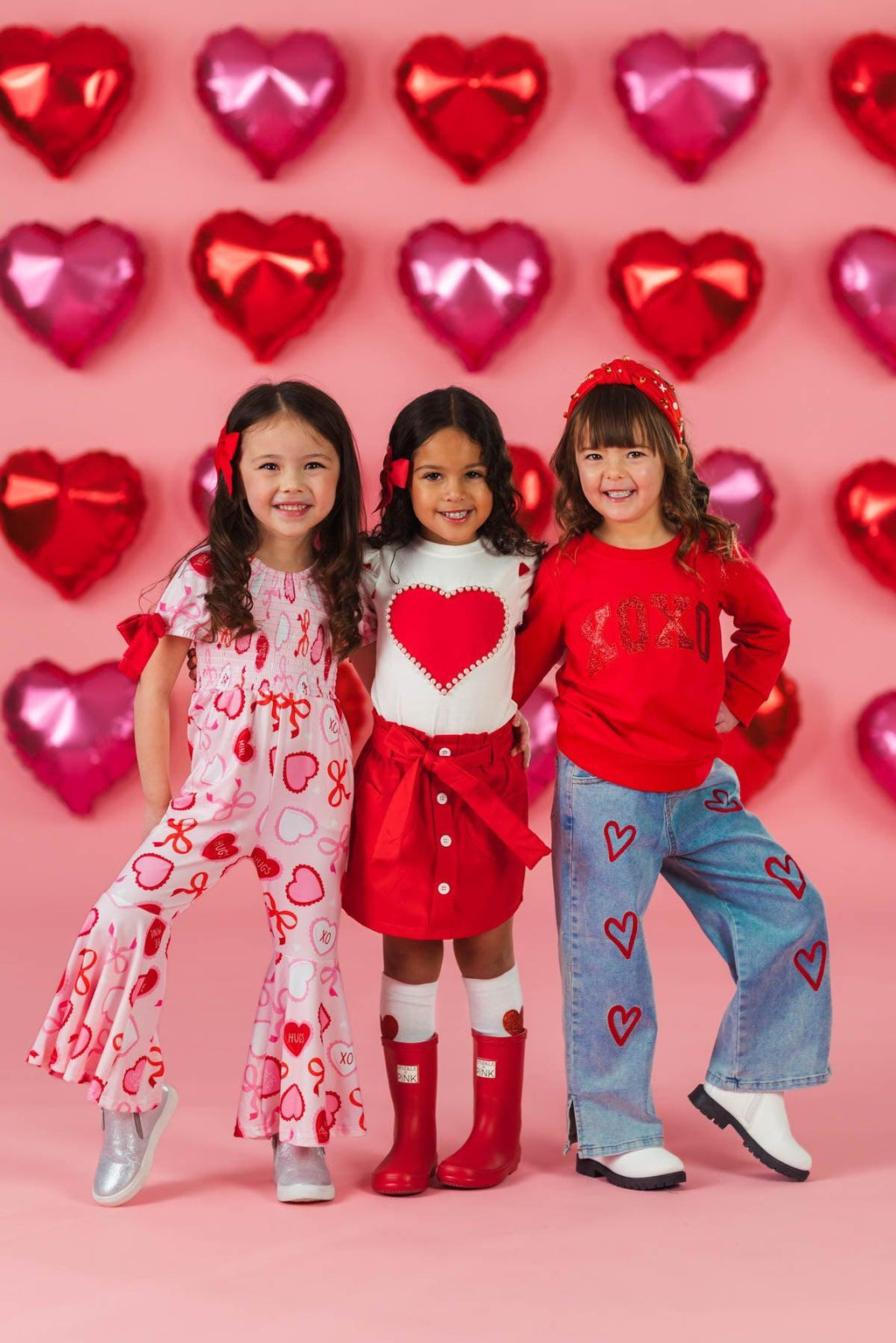 "XOXO" Heart Denim Pant Set