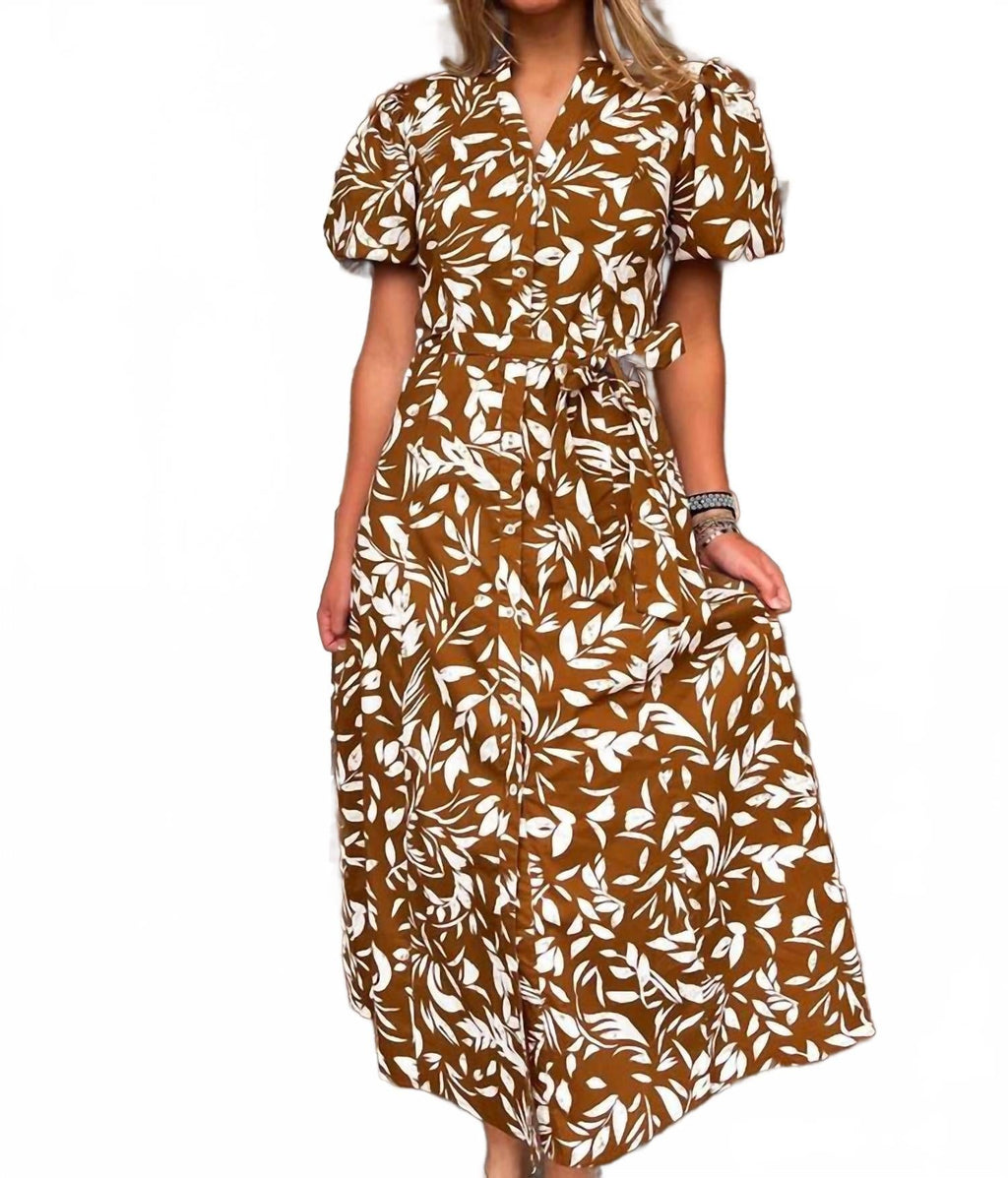 Tropical Maxi Dress In Brown
