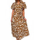 Tropical Maxi Dress In Brown