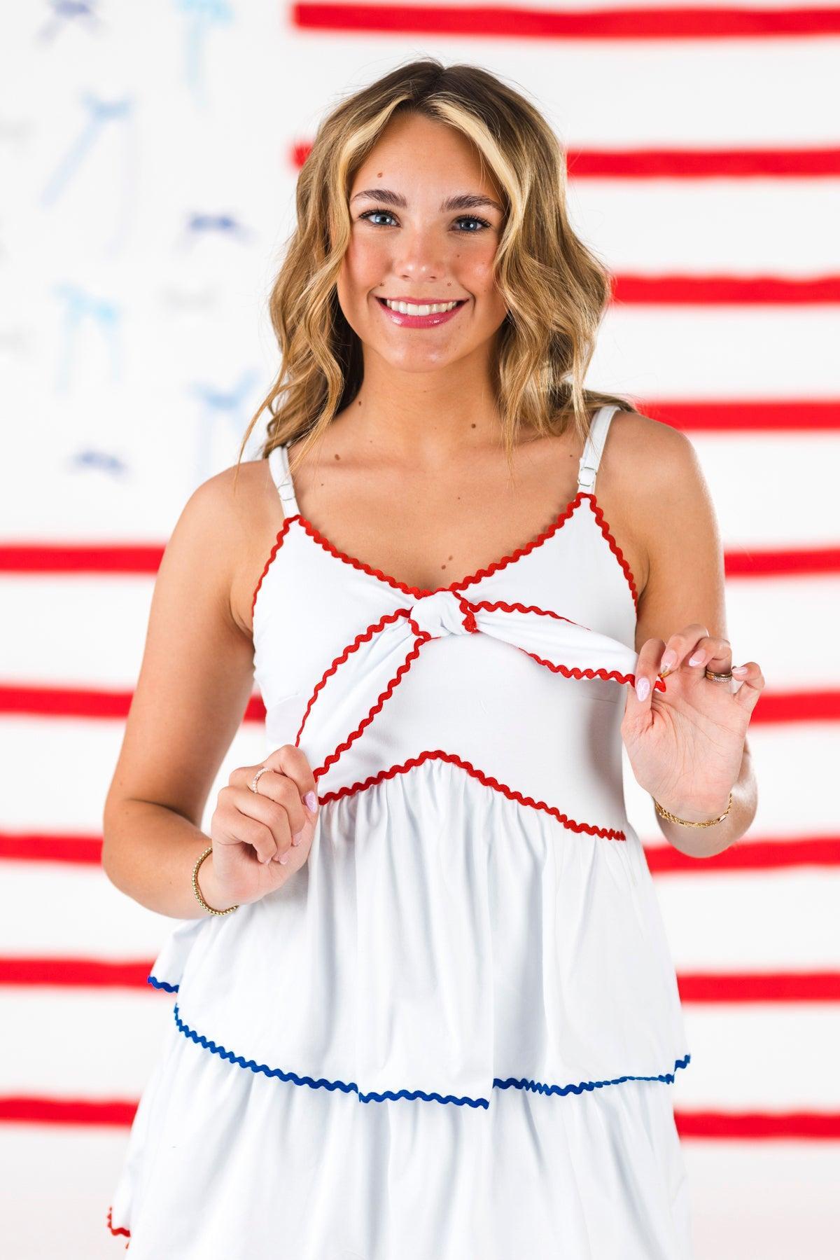 Mom & Me - Red White & Blue Tank Ruffle Dress
