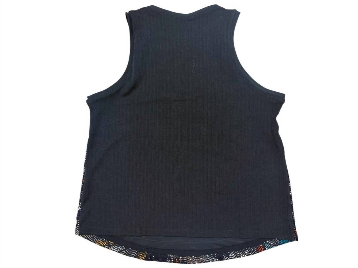Metallic Abstract Tank Top In Teal Bronze Gold Silver Black