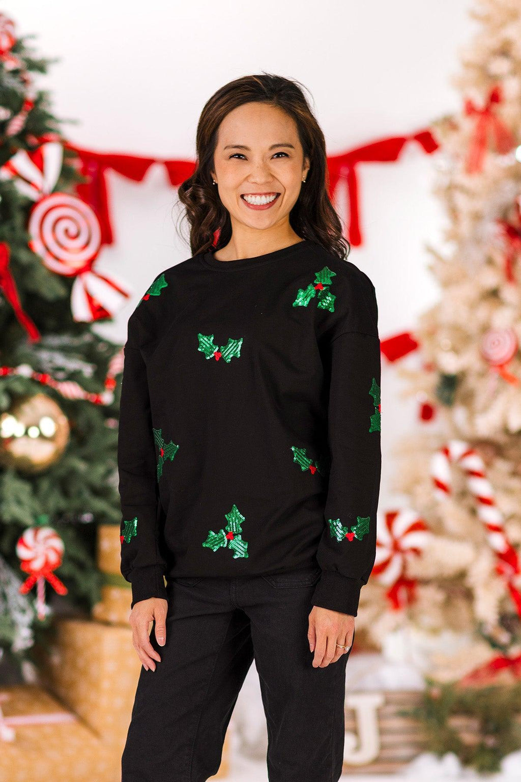 Mom & Me - Sequin Holly Top & Skirt Set