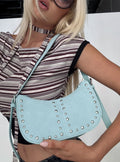 Bright Lights Studded Shoulder Bag Blue