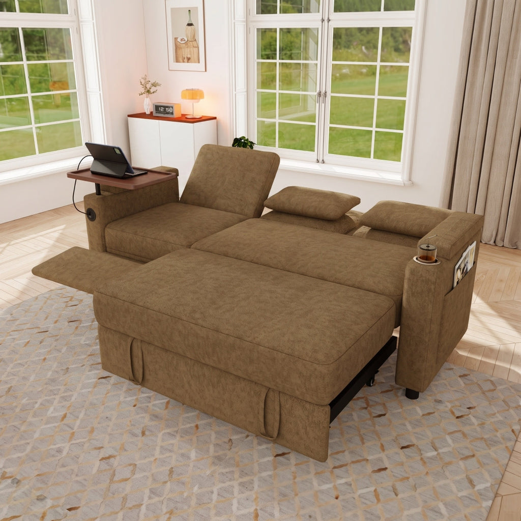 Streamdale 81" 3-in-1 Foldable Sofa Bed with USB Ports, Table & Storage Armrests