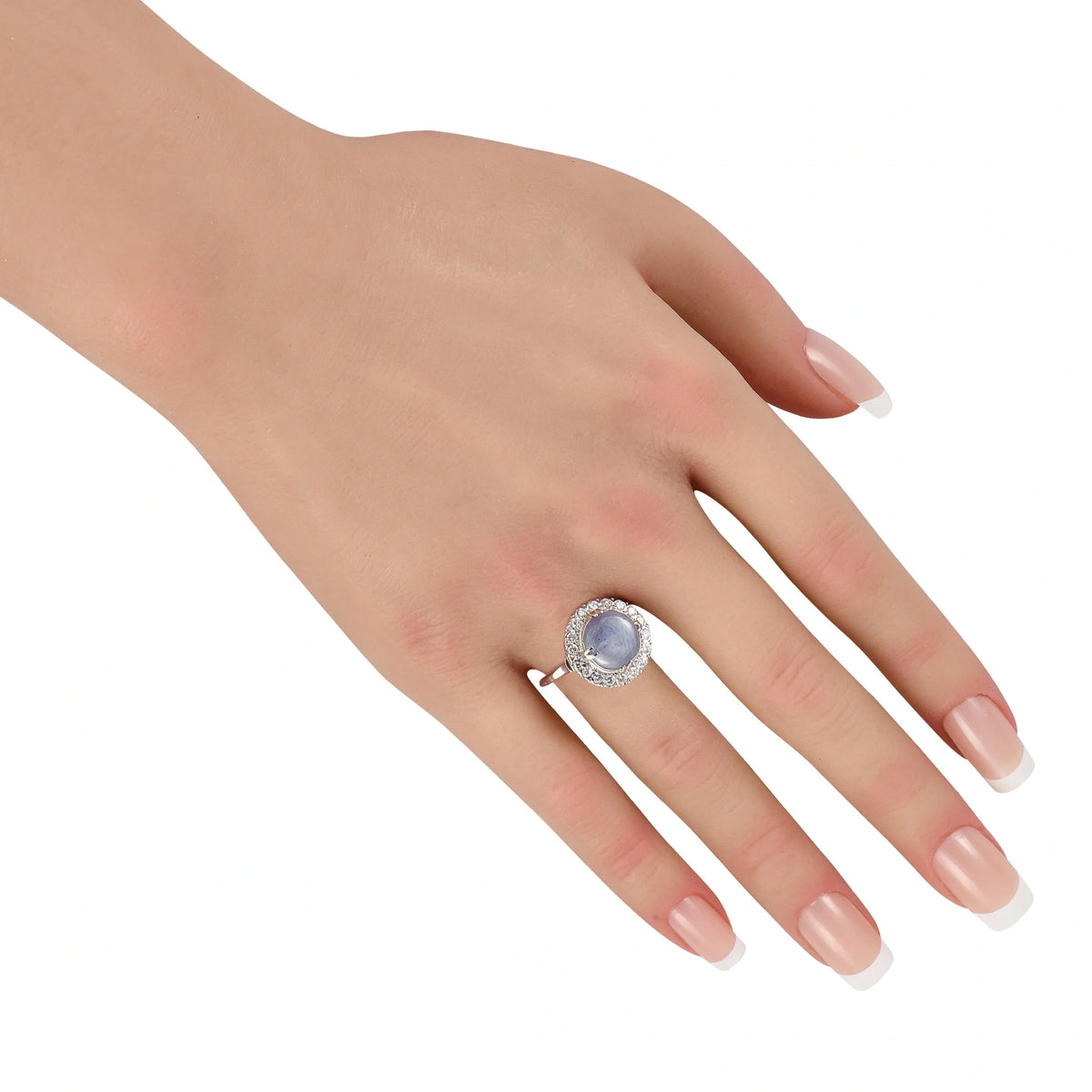 LB Exclusive Antique Platinum 0.50ct Diamond and Star Sapphire Halo Ring MF28-080426