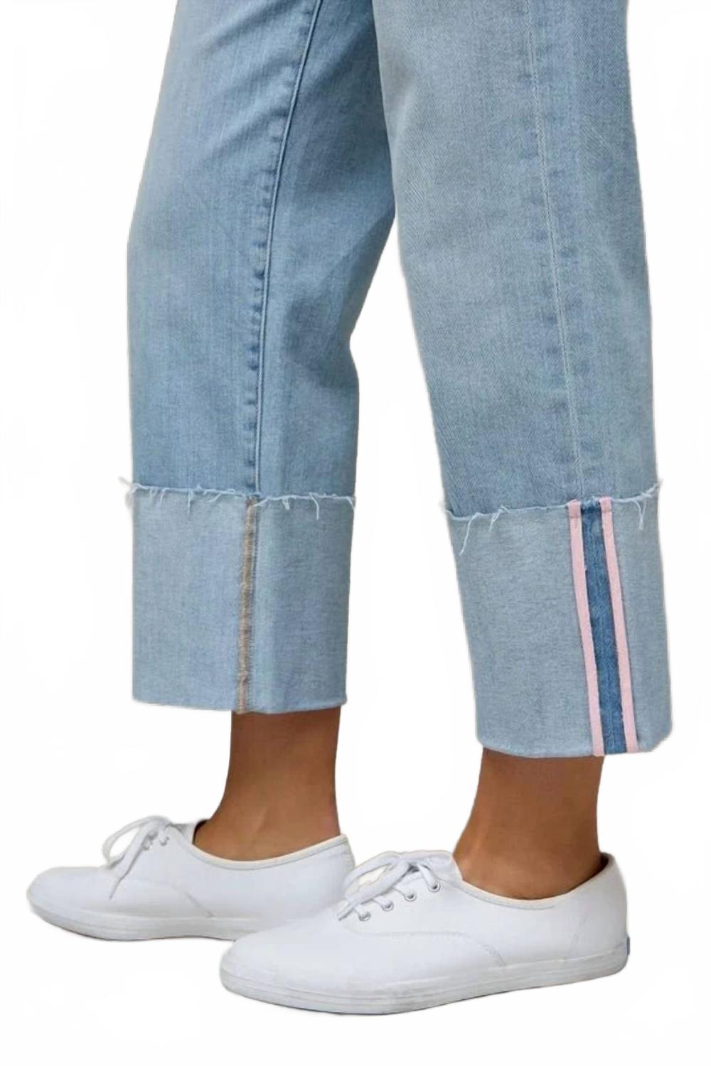 Ella High Rise Jeans With Cuff Detail In Light Wash