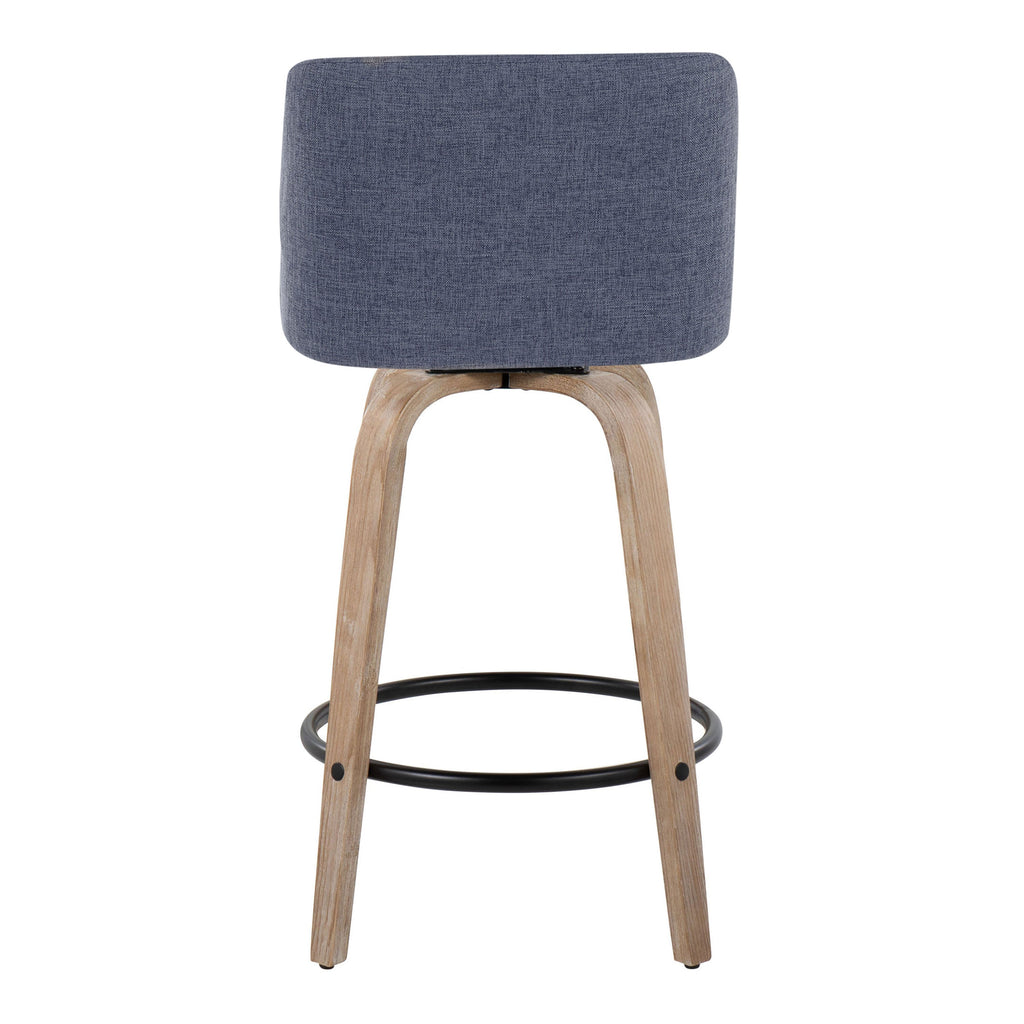 Contemporary Swivel Counter Stools with Round Footrests Set of 2