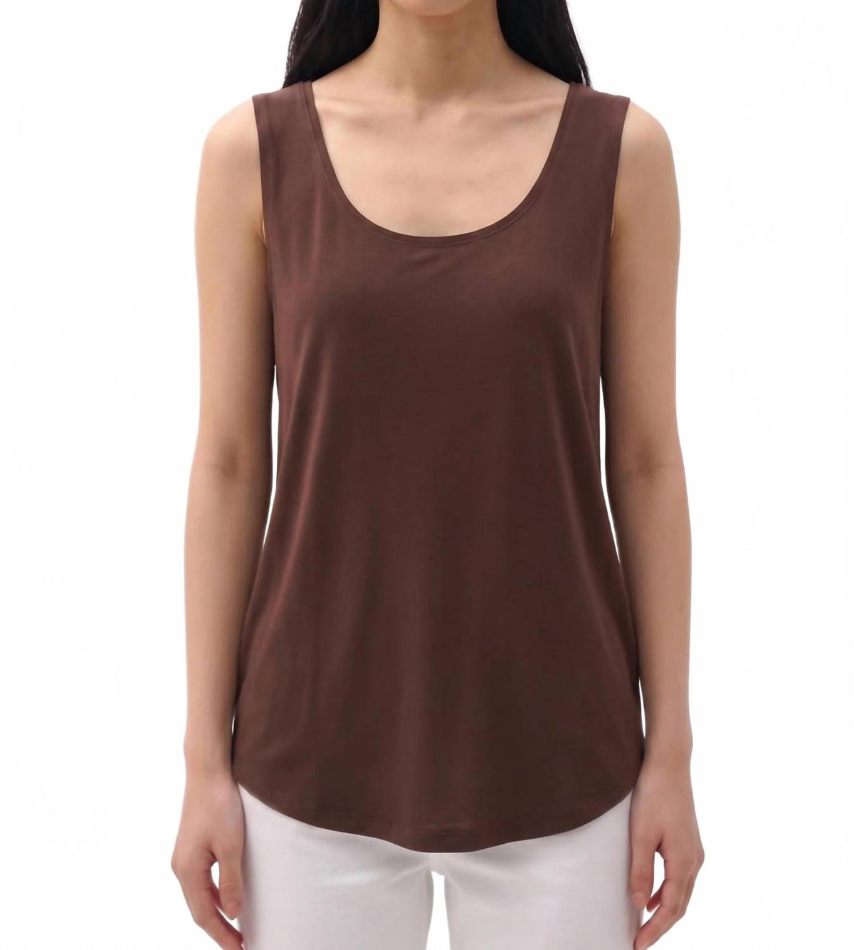 Silky Knit Scoop Neck Camisole Top In Mahogany