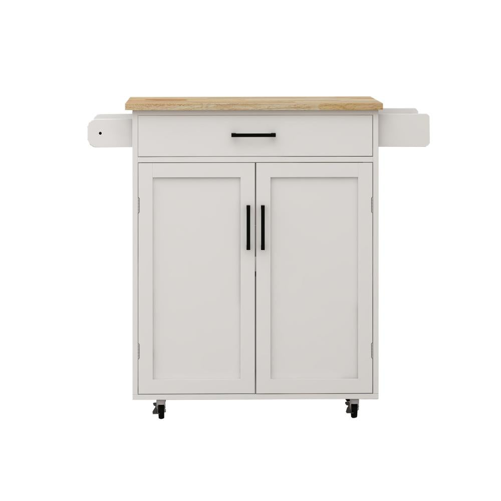Rolling Kitchen Island with Drawer and Adjustable Shelves
