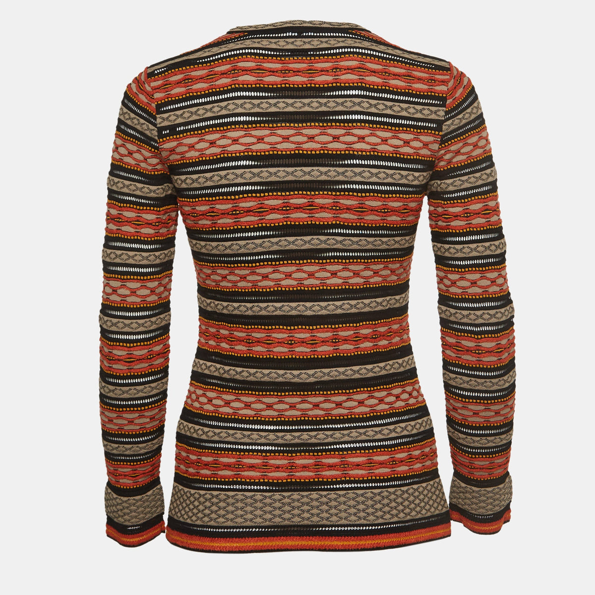 M Missoni Multicolor Stripe Patterned Knit Long Sleeve Top