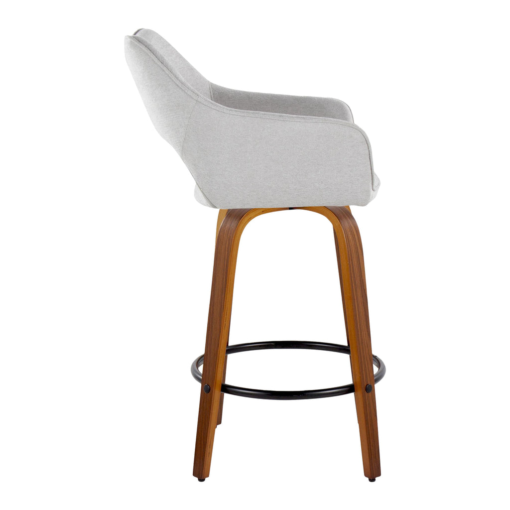 Contemporary Swivel Counter Stools with Round Footrests Set of 2