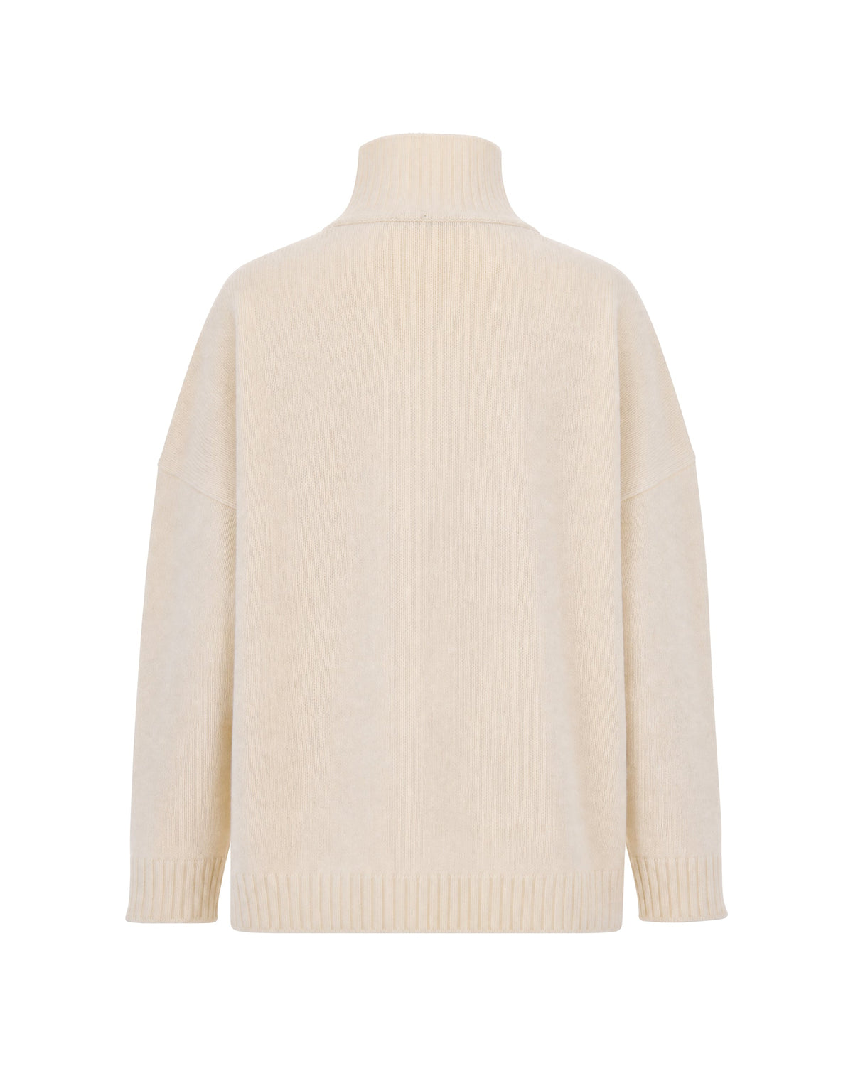 Cream Virgin Wool High-Neck Sweater
