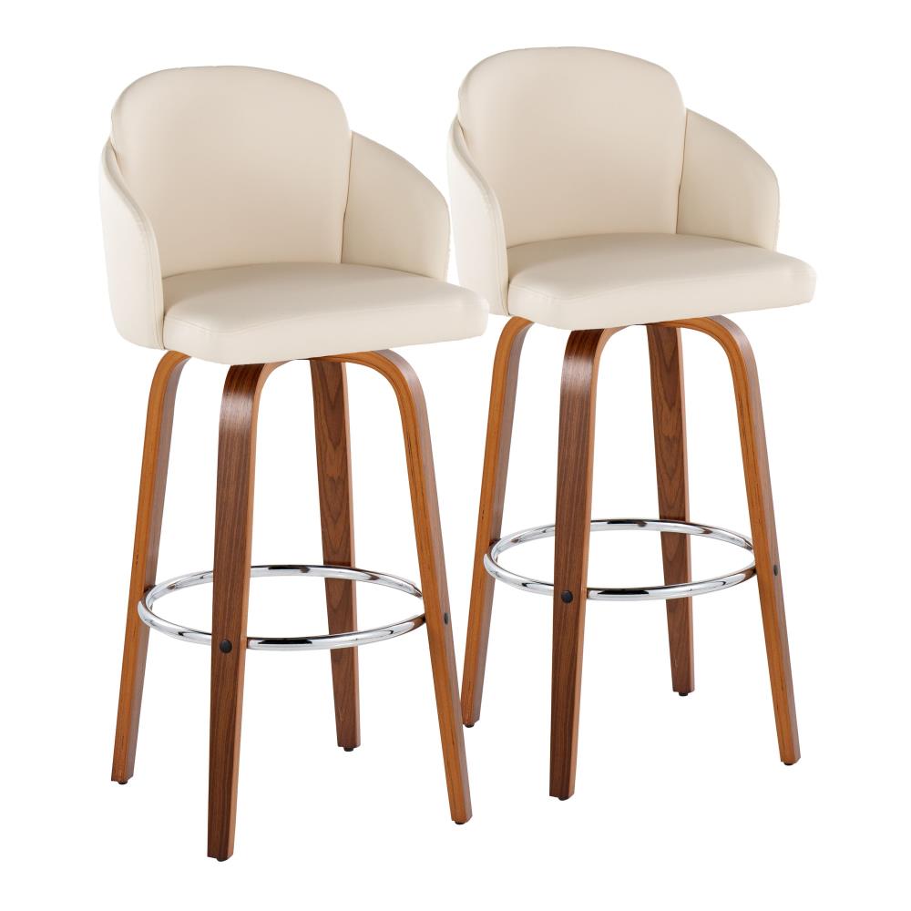 Upholstered Counter Stools with Circular Metal Footrest Rings