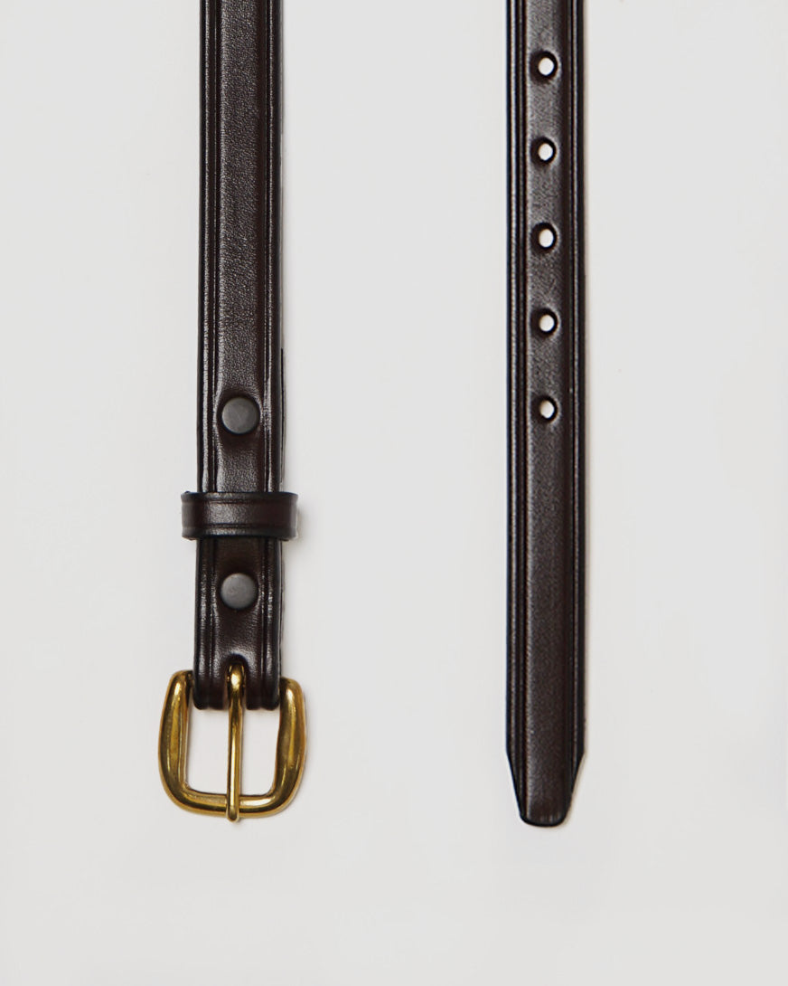 3/4” Creased Leather Belt / Gold Buckle