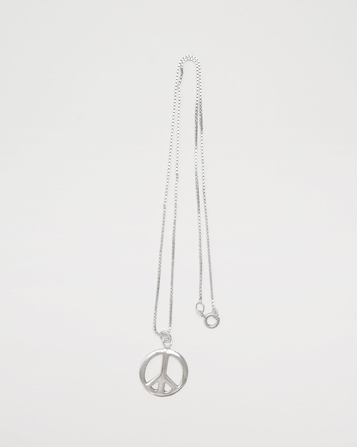 Silver Chain Necklace w/ Peace Sign Charm