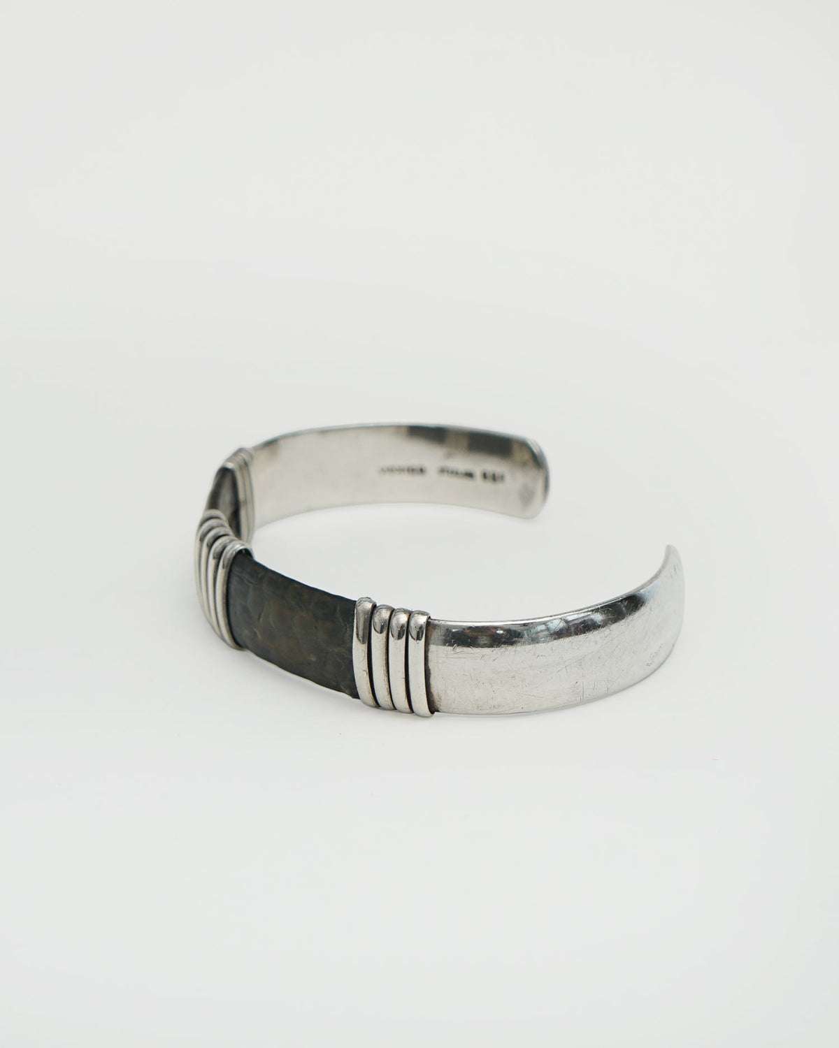 Silver Cuff Bracelet w/ Leather