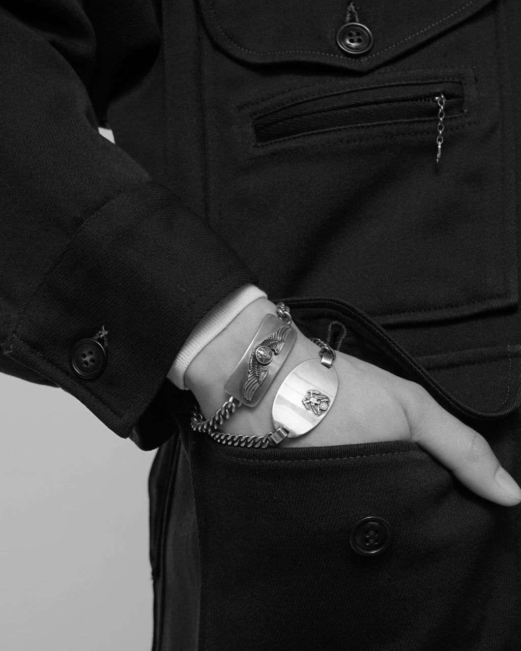 Silver US Army Air Force ID Chain Bracelet