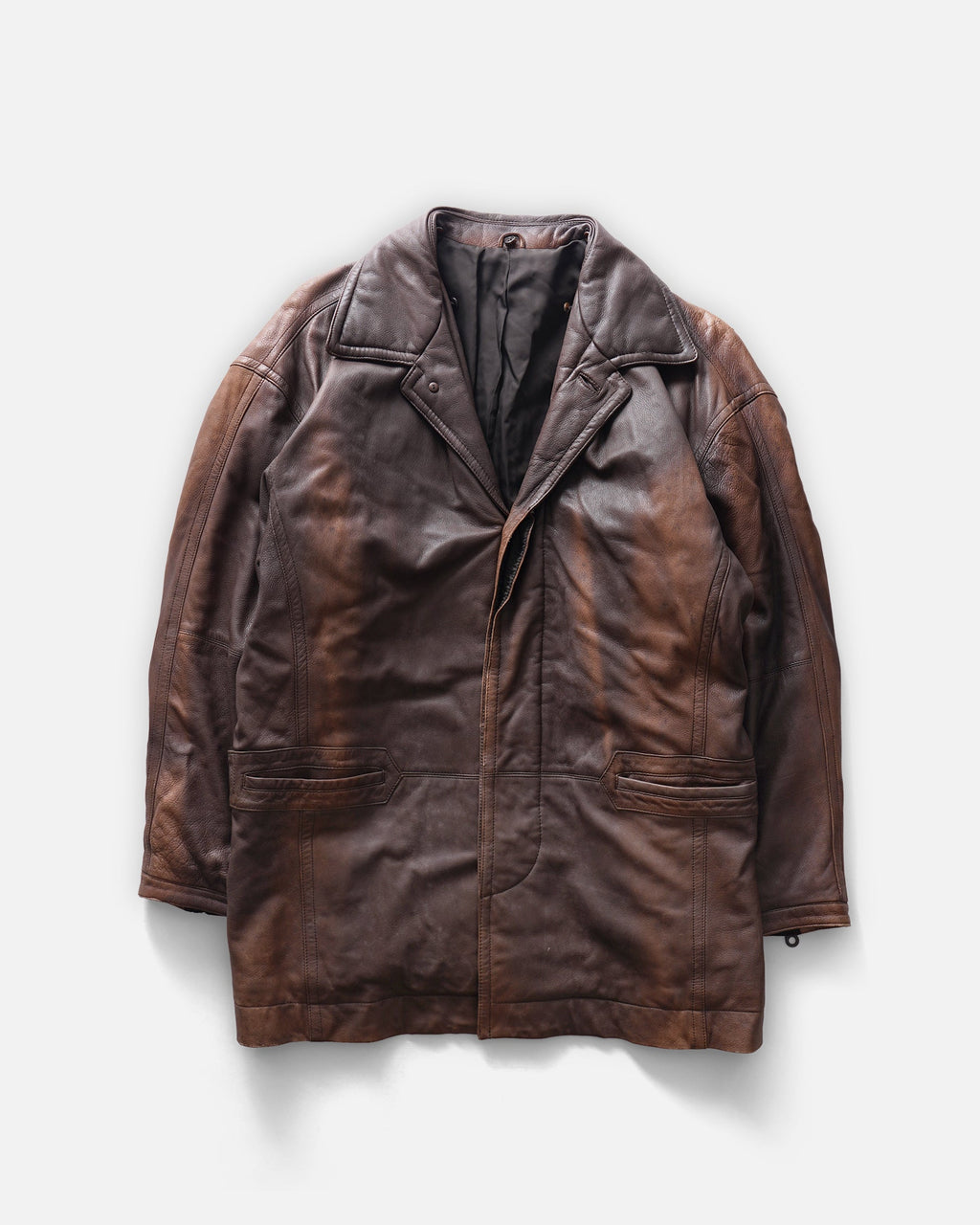 Leather Removable Boa Collar Coat