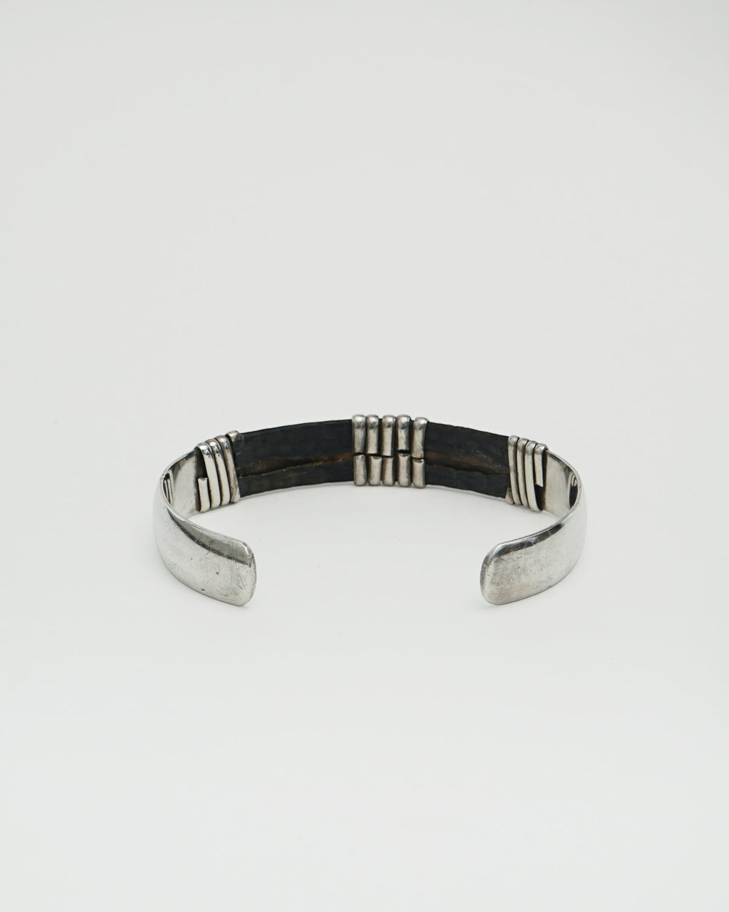 Silver Cuff Bracelet w/ Leather