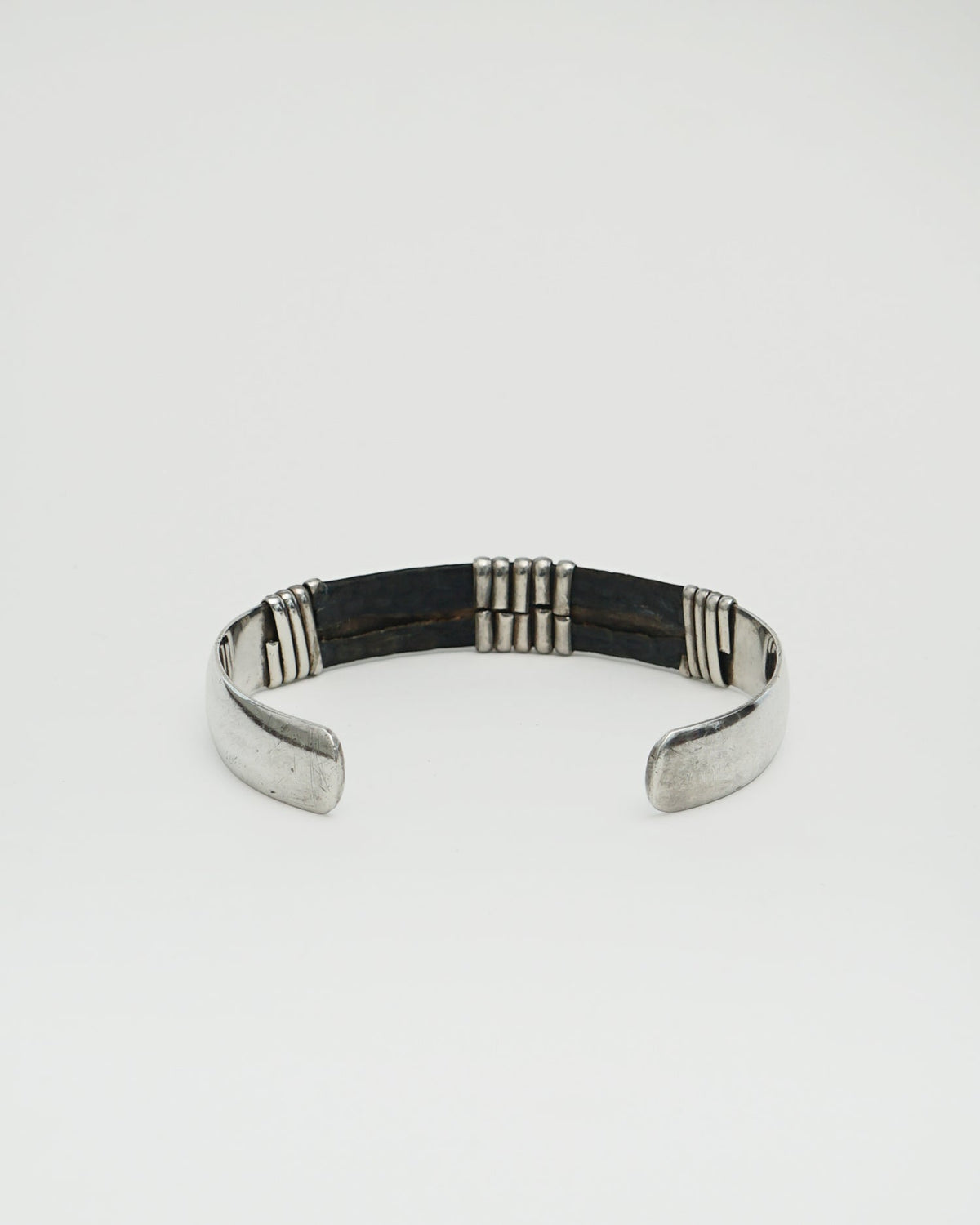 Silver Cuff Bracelet w/ Leather