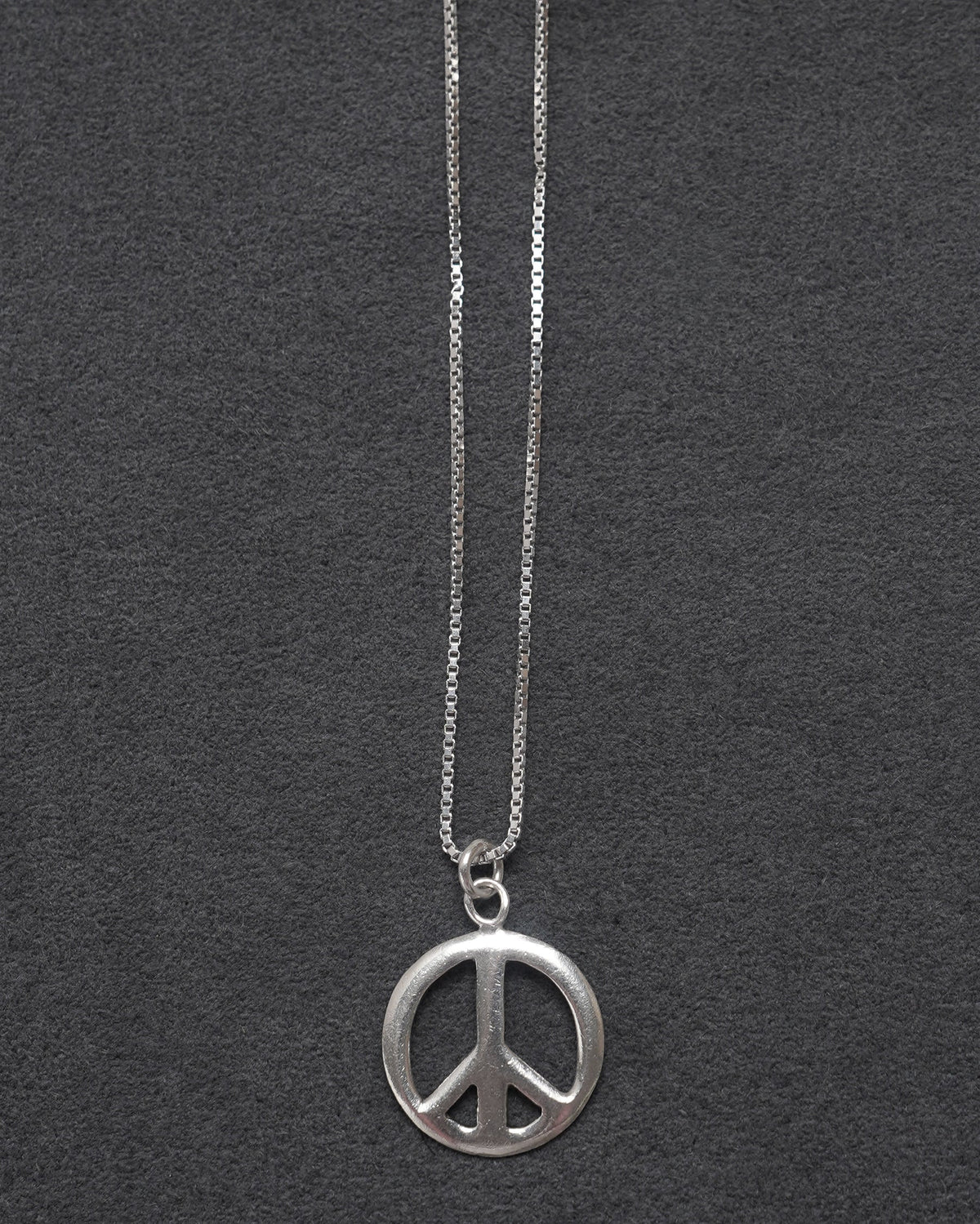 Silver Chain Necklace w/ Peace Sign Charm