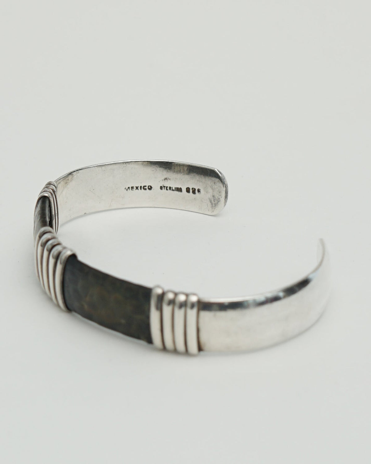 Silver Cuff Bracelet w/ Leather