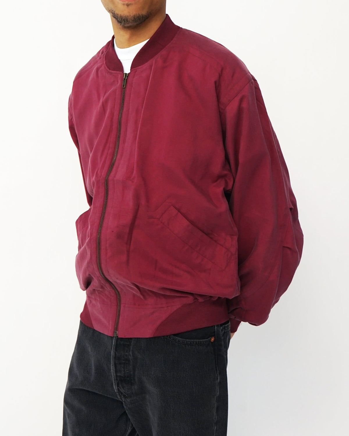 Silk Bomber Jacket / Burgundy