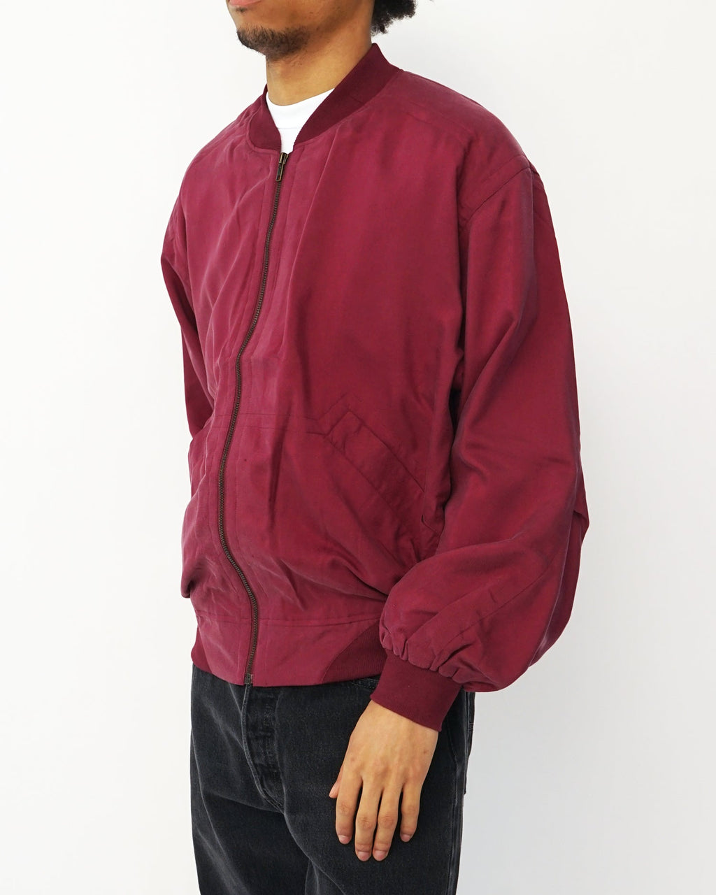 Silk Bomber Jacket / Burgundy