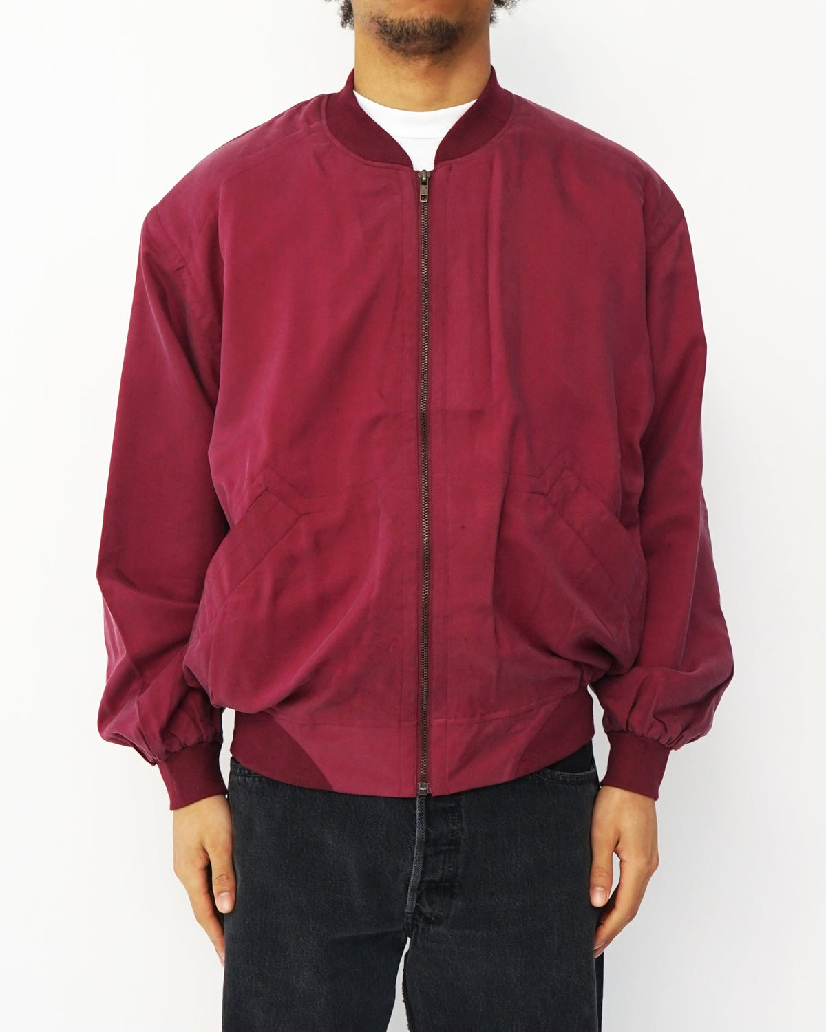 Silk Bomber Jacket / Burgundy